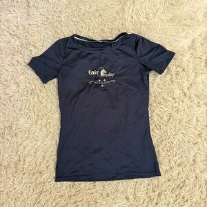 Women’s XS Navy Fair Play Shirt Sleeve Horseback Riding T-Shirt. Good Condition.